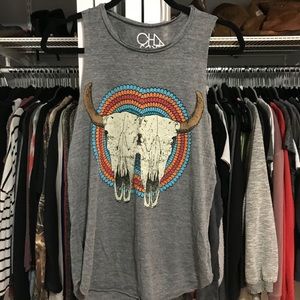 Chaser brand longhorn skull muscle tank